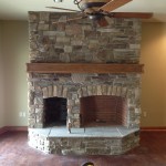 gray stone fire place