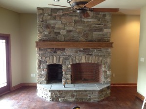 gray stone fire place